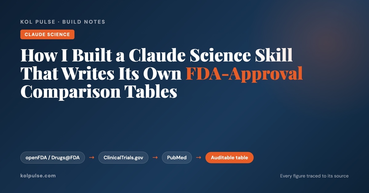 How I Built a Claude Science Skill That Writes Its Own FDA-Approval Comparison Tables